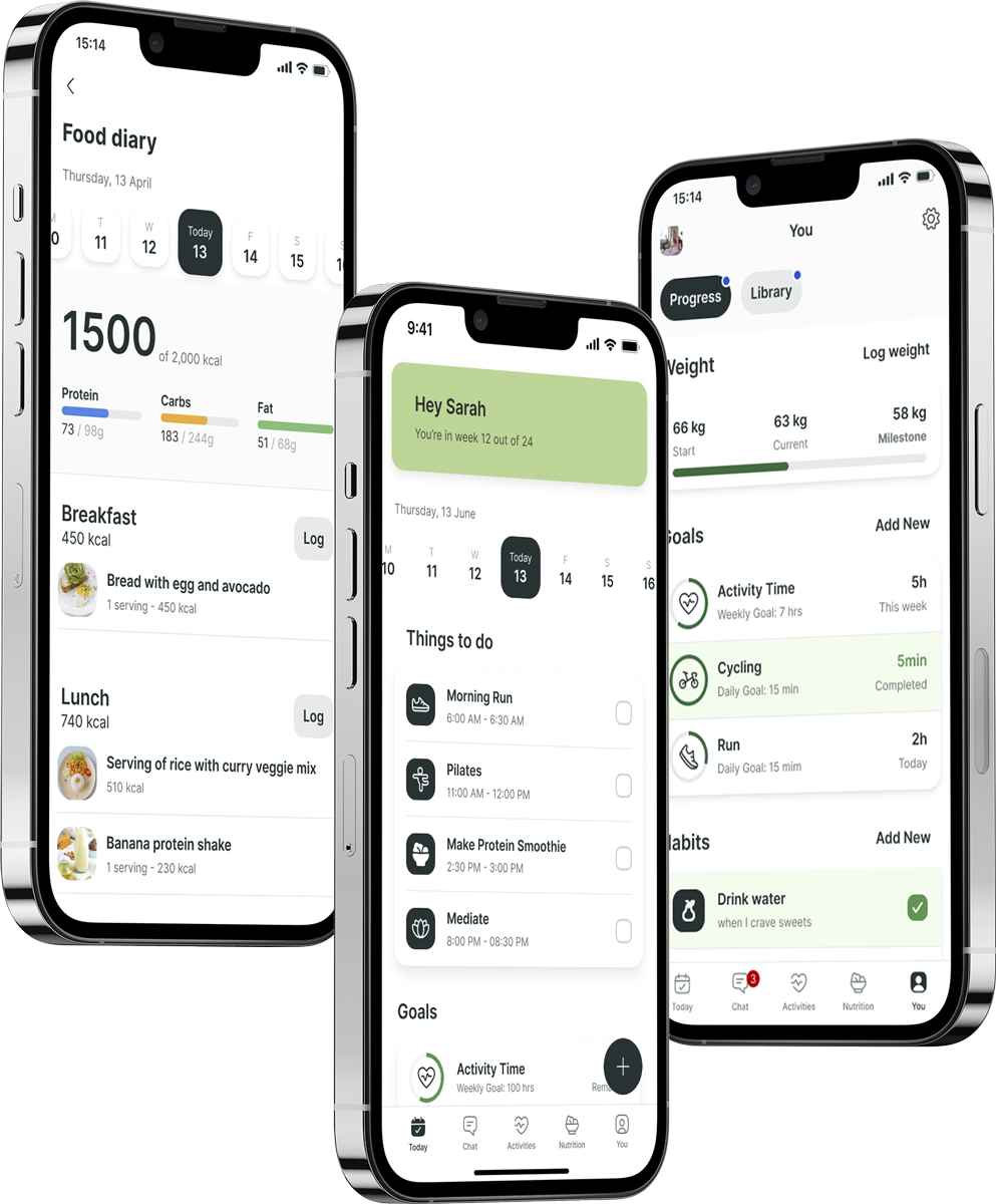 A mockup of the coaching app showcasing the features.